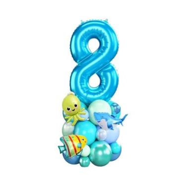 Imagem de Balões De Números Marinhos De 40 Polegadas, Decorações Para Festa De A