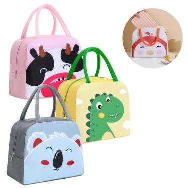 Imagem de Kit 3 Uni De Bolsa Térmica Marmita Lancheira Infantil Escola E Passeio