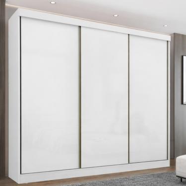 Imagem de Guarda Roupa Casal 3 Portas de Correr Ambar Maxel Móveis - Branco