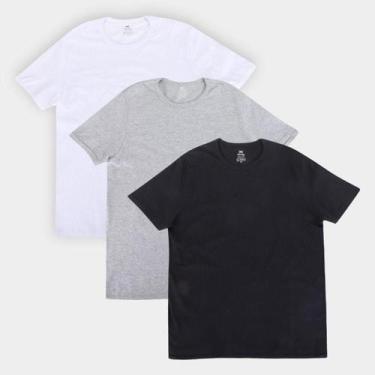 Imagem de Kit Camisetas Hering Básicas Com 3 Peças Masculinas, Branco, Preto, P