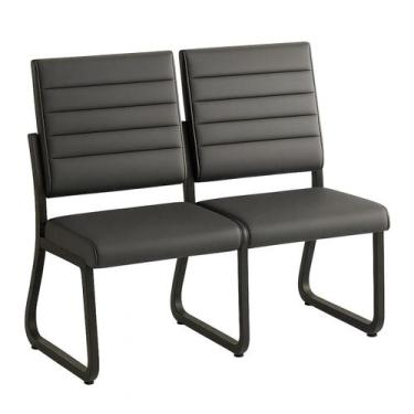 Imagem de Sofanete para Escritório Estofada com 02 Lugares - TRIX - Pés PRETO - 