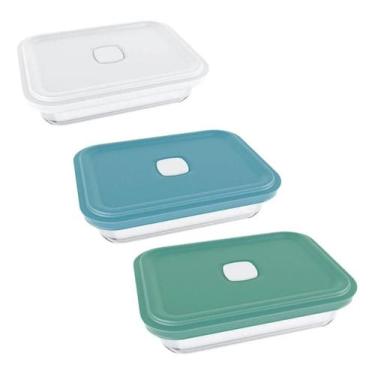 Imagem de Kit 3 Potes Vasilha Marinex Vidro Vap Tampa 750ml Sortida - Nadir Figu