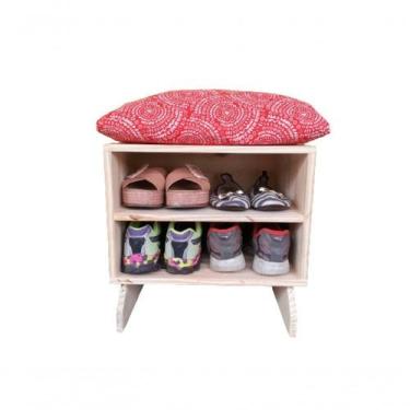 Imagem de Sapateira Madeira Puff Mandala Red - SHOPPINGNET