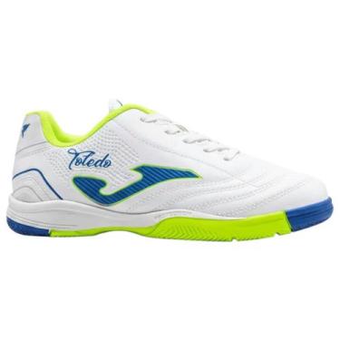 Imagem de Chuteira De Futsal Infantil Joma Toledo Antiderrapante, Branco, Azul, 