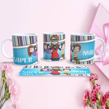 Imagem de Caneca de Porcelana 325ML Mães Estampa 23 para Presente Dia das Mães Decorada Branco Ou...