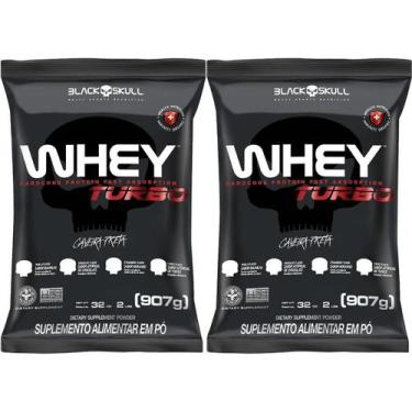 Imagem de Kit 2X Whey Turbo - 907g Refil Morango - Black Skull