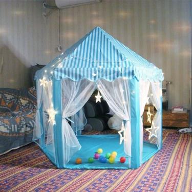 Imagem de Tenda Infantil Tenda da Princesa Azul+LED com Espaço Interno Amplo Estrutura Estável Az...