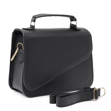 Imagem de Bolsa Feminina OEM Lolita Pequena Clutch em Couro Ecológico 14x17x6 cm Preta com Alça R...