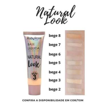 Imagem de Base Líquida Ruby Rose Acabamento Natural Look Cores Bege