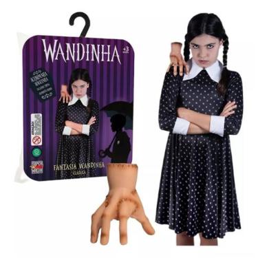 Imagem de Fantasia Vestido Infantil Wandinha Addams Série Netflix Menina Origina
