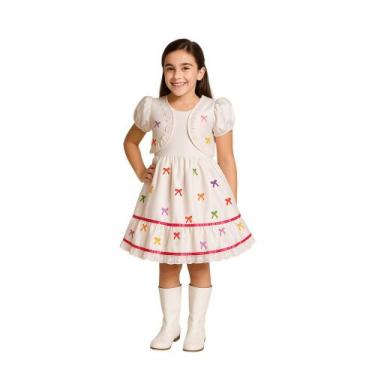 Imagem de Fantasia Noiva Caipira Infantil Vestido Noivinha Festa Junina Casament