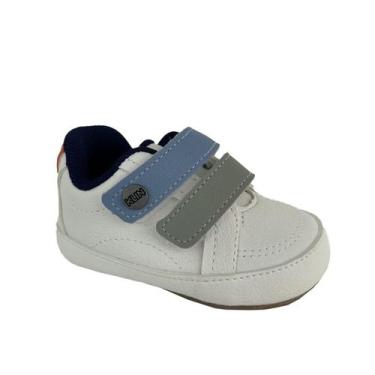 Imagem de Sapato Bebê Klin Algodão Doce Branco Azul Primeiros Passos, 19