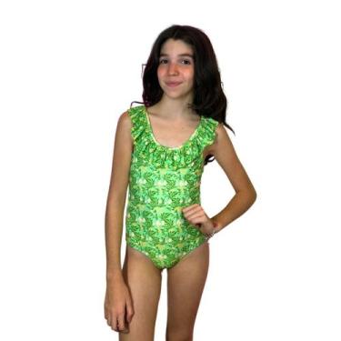 Imagem de Maiô Infantil Proteção UPF50+ Natação - Green Flower -  Mystique Natur