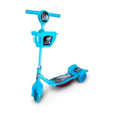 Imagem de Patinete Infantil 3 Rodas com Cesta e Luzes Importado Azul - IMPORTWAY
