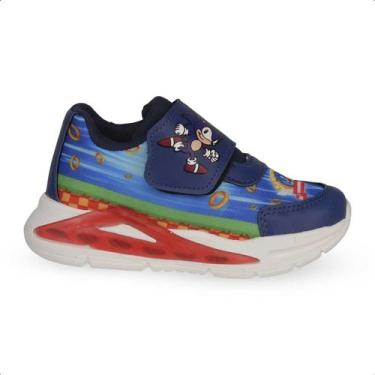Imagem de Tenis Infantil Mini Pe Vecro Escolar Led Luz Sonic Stitch Spider-man, 
