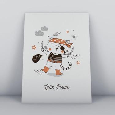 Imagem de Quadro sem moldura gato fantasia pirata Ilustra-ao-12-M2 - Quadros TAC