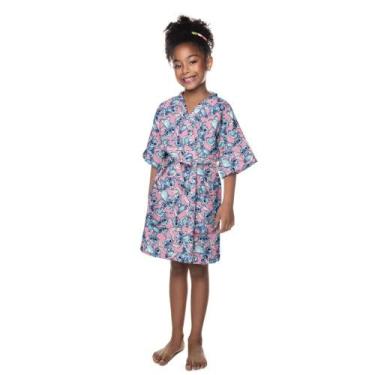 Imagem de Roupao Aveludado Infantil Quimono Estampado Tamanho P - Stitch - Leppe