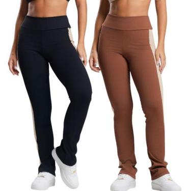 Imagem de KIT 2 Calça Fitness Canelado Feminino Bella Fiore Academia Cintura Alt