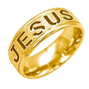Imagem de Aliança Jesus Banhada Ouro 18k 6mm Casal Noivos Compromisso Luxo  - Al
