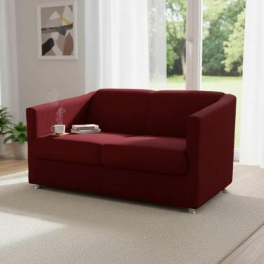 Imagem de Namoradeira Decorativa Biane Suede Marsala 2 Lugares Pés Cromado Mz De