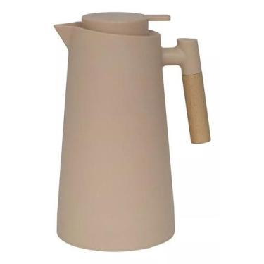Imagem de Garrafa Térmica Moderna Para Chá e Café Akita Creme 1L Cabo Madeira Le