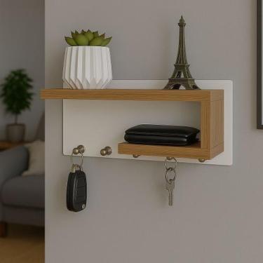 Imagem de Porta chaves em MDF Organizador Decoração para casa - oem, Branco com 