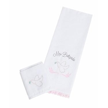 Imagem de Papi Textil Kit Meu Batizado Bordados, Rosa, 2 Peças