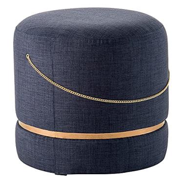 Imagem de Puff Decorativo Redondo Ryu Azul/Dourado - Gran Belo