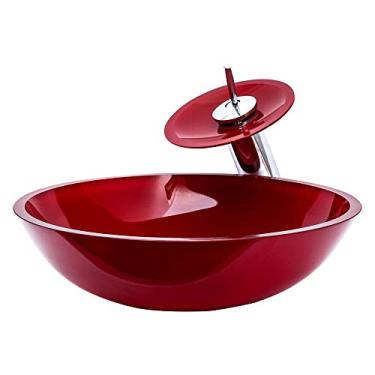 Imagem de Cuba Redonda 30cm + Torneira Cascata + Valvula - Kit Vinho