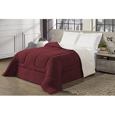 Imagem de Coberdrom Refilado Dupla Face Maya, MR Enxovais, Solteiro, Sherpa Natural com manta Vermelho