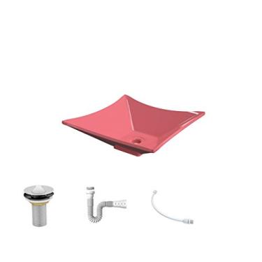 Imagem de Kit Cuba L34 C/Válvula 1'' (2,6cm) + Sifão Pvc + Flexível Rosa