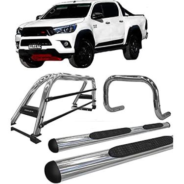 Imagem de Kit quebra mato+Estri Oval+Santo Ant DUPLO Hilux 16/20 CROMO