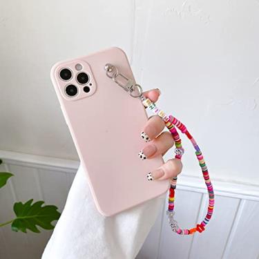 Imagem de Pulseira de contas com pingente de carta para iPhone 13 11 12 Pro Max XR XS X 7 8 Plus SE 2 Mini Corrente de Corrente prática Capa Bonita, Rosa, Para iPhone 13