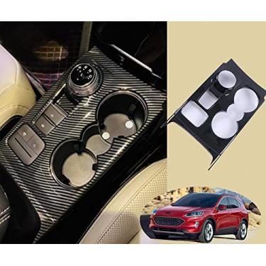 Imagem de GZBFTDH Botões de câmbio Acessórios de Carro para Ford Eacape 2020 Fibra de Carbono Controle Central de Mudança de Marchas Moldura de Painel Acabamento Adesivo Auto Interior Peças (TQW at)