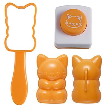 Imagem de Hemoton Conjunto de moldes de bola de arroz em formato de gato Molde para fazer bolas de onigiri de arroz japonês Máquina de sushi ferramenta modeladora de arroz algas marinhas Prensa em relevo para casa