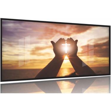 Imagem de Quadros Decorativos Cruz Pôr do Sol Jesus Sala Quarto 130x60 Moldura Preta 2x2