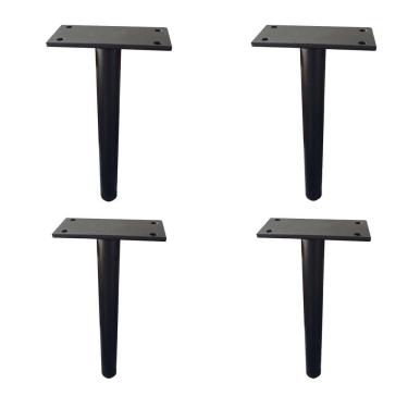 Imagem de Kit 4 Pés De Metal 18Cm Preto Multiuso Para Armário
