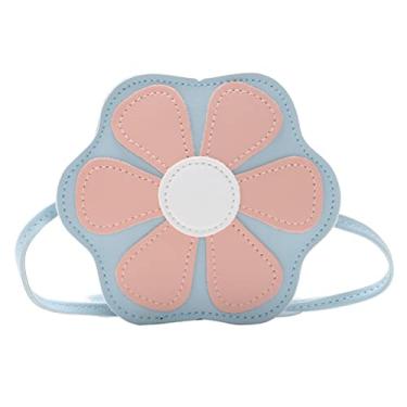 Imagem de LUOZZY Bolsa tiracolo para meninas pequena em formato de flor mini bolsa de ombro único bolsa de mão linda margarida para meninas, azul