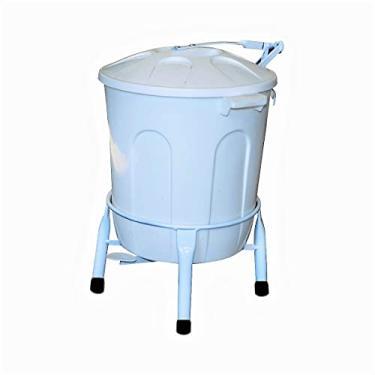 Imagem de Lixeira Plástica com Suporte Pedal em Aço Branca 10 Litros