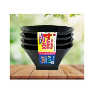 Imagem de Kit 4 Tigela Pote Plástico Cumbuca Petiscos Sobremesa 500Ml