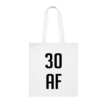 Imagem de Sacola 30 Af, presente 30 Af, bolsa de ombro 30 Af, sacos reutilizáveis 30 Af, ideia de presente de cesta de Natal de aniversário, presente para ela, presente para ele, bolsa feminina, Branco