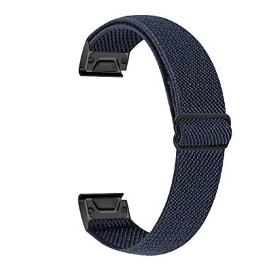 Imagem de Pulseiras elásticas de nylon ajustáveis compatíveis com Garmin Fenix 5/Fenix 5plus/Fenix 6/Fenix 6pro/Forerunner 935, 22 mm de largura respirável pulseira de substituição para Forerunner 945/Approach s60 (azul marinho)
