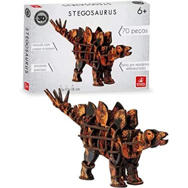 Imagem de Brincadeira de Criança Quebra-Cabeça 3D Dino Stegosaurus 70 Peças, Multicor