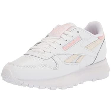 Imagem de Reebok Tênis feminino clássico de couro Sp, Branco/Rosa de porcelana, 6