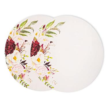 Imagem de Kit Mesa Posta Sousplat 4 Lugares 12 Pçs Micropercal 200 Fios Floral (Capa+Guardanapo+Abraçadeira)