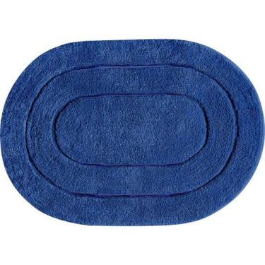 Imagem de Tapete De Banheiro Algodão Oval Vizapi Erode 50X70cm Azul Bic