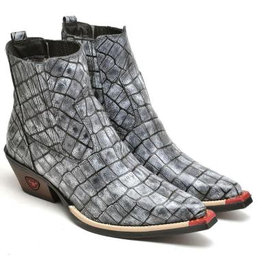 Imagem de Bota Country Masculina Couro Bico Fino Cano Curto Conforto