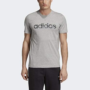 Imagem de Camiseta Adidas masculina Essentials Camuflada linear, Medium Grey Heather/Black/Grey Five/Grey Three F17, X-Large