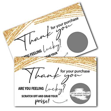 Imagem de Cartões de raspar Thank You For Your Buy - Cartões de vale-presente em branco - Cartões de agradecimento para pequenas empresas por pedidos - Faça seus próprios cartões de raspar ouro DIY - 50 cartões e 50 adesivos (C08)