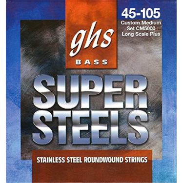 Imagem de GHS Strings Cordas para baixo CM5000 Super Steels de aço inoxidável, médio, 45-105